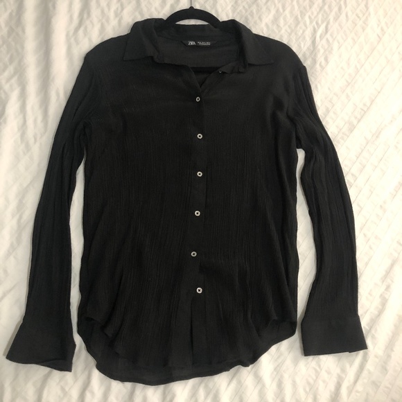 Zara Black Button Down Shirt - Picture 3 of 3
